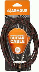 Ashton Armour Woven Red Stripe Cable 6.3mm male - 6.3mm male 3m (GW10R)