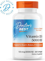 Doctor's Best Vitamin D3 Βιταμίνη 5000iu 360 μαλακές κάψουλες