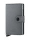 Miniwallet Carbon Δερμάτινο Ανδρικό Πορτοφόλι Καρτών με RFID και Μηχανισμό Slide Γκρι