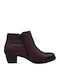 Leder Stiefeletten Damen Burgundisch