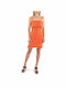 Tailor Made Knitwear Summer Mini Dress Knitted with Ruffle Orange
