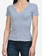 Only Women's T-shirt with V Neckline Lilacc