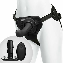 Vac U Lock G-spot Vibrating Pleasure Set with Wireless Remote Harness with Dildo in Black Color