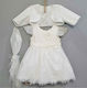 Carousel White Baptism Clothing Set with Hair Accessories , Cardigan & Dress made of Lace 3pcs
