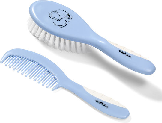 Babyono Βρεφική Βούρτσα & Χτένα Elephant Blue 2τμχ