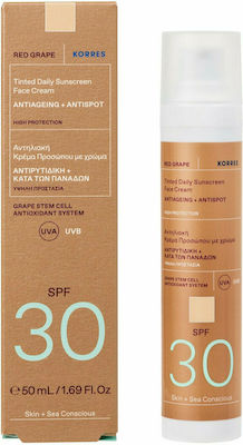 Korres Κόκκινο Σταφύλι Sonnenschutz Creme Für das Gesicht SPF30 mit Farbe 50ml