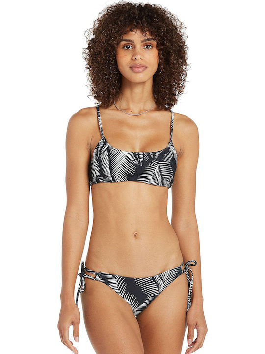 Sports Bra Bikini Top Stay or Leaf with Detachable & Adjustable Straps Black Floral