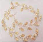 Hochzeitskleid '' Draht '' mit Blättern und Perlen altgriechischen Design in Gold Farbe 60cm