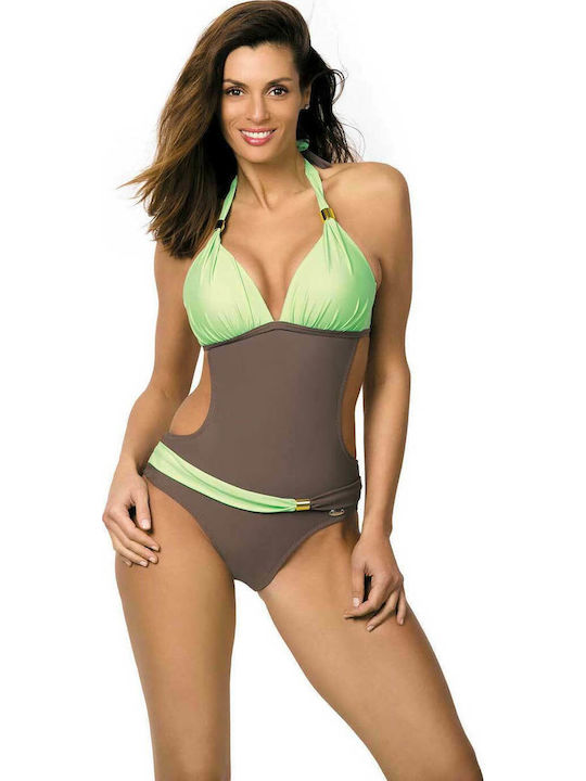 Marko Beatrix Swimsuit with Openings Brown/Celadon