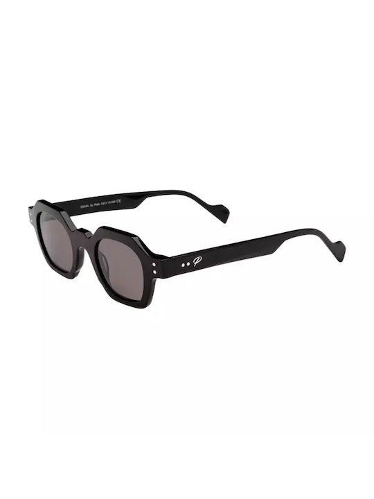 Doual Premium Sunglasses with Black Acetate Frame and Black Lenses Black