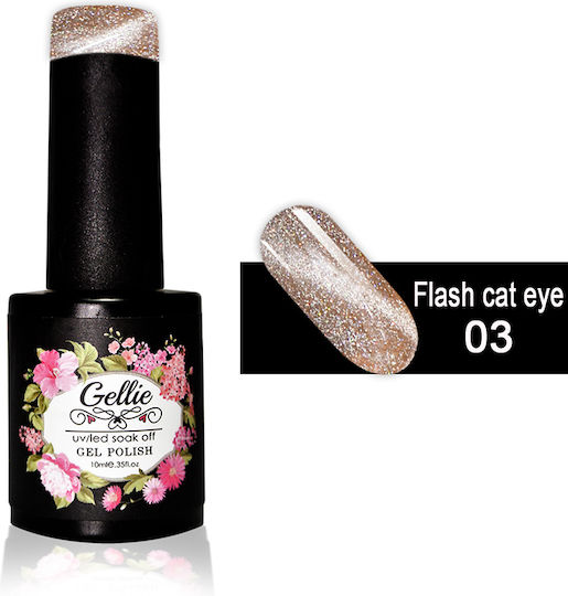 Gellie Flash Cat Eye Хибриден Лак за Нокти Flash Cat Eye 03 с Glitter Котешко око 10мл 1бр