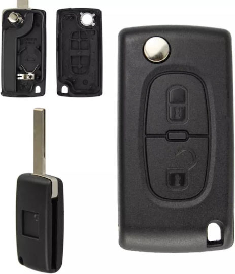 Foldable Car Key Shell with Blade with 2 Buttons for Citroen / Peugeot 207 / 307 / 308 / 607