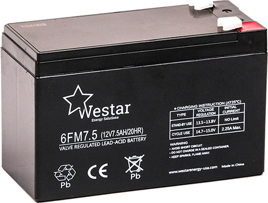 Westar 6FM7.5 UPS Batterie mit Kapazität 7.5Ah und Spannung 12V 1Stück