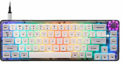 Motospeed CK69 Gaming Mechanical Keyboard with Gateron Red switches and RGB lighting (English US) White