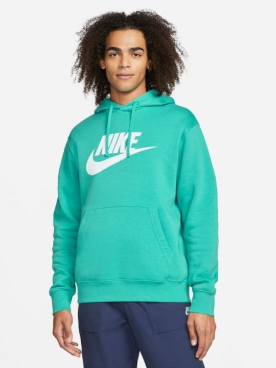 Club Sweatshirt Fleece with Hood Turquoise