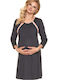 PeeKaBoo Long Nightgown for Breastfeeding Graphite