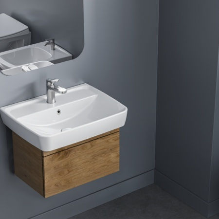 Cerastyle Duru 50 Επιτοίχιος Κρεμαστός Νιπτήρας Πορσελάνης 50x40x16.5cm Λευκός