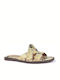 Leder Flache Sandalen für Damen in Beige Farbe