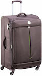 Delsey Flight Lite Large Travel Suitcase Fabric Brown with 4 Wheels Height 78cm.