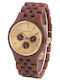 Bewell Bedate Mars Herrenuhr 42mm Batterie mit Holzarmband Red/Gold