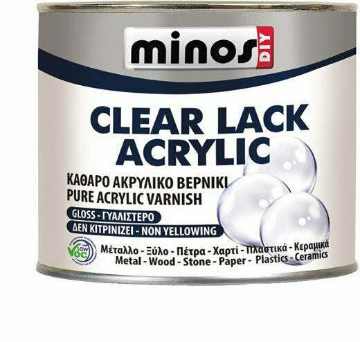 Minos Spray Clear Lack Acrylic Βερνίκι Επιφάνειας Άχρωμο Γυαλιστερό 180ml
