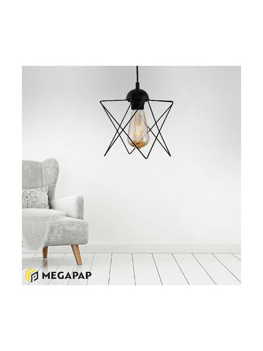 Megapap Faven Κρεμαστό Φωτιστικό Μαύρο με Ντουί E27 17x17x70εκ.