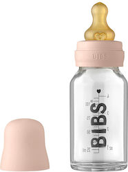 Bibs Glass Baby Bottle Kit Anti-Colic with Rubber Nipple for 0+, 0+ m, months Blue Blush 110ml 5003244