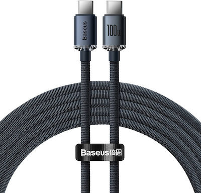 Baseus Crystal Shine Braided USB 2.0 Cable USB-C male - USB-C male Μαύρο 1.2m (CAJY000601)
