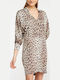 Summer Mini Dress for Wedding - Christening Satin Brown