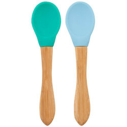 Minikoioi Βρεφικό Σετ με Κουτάλια από Bamboo Green - Blue για 9+ μηνών 2τμχ