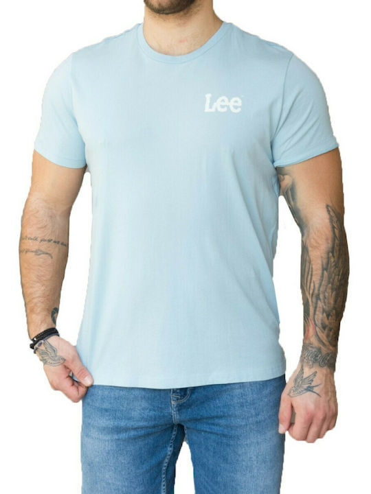 Lee Wobbly T-shirt Bărbătesc cu Mânecă Scurtă Albastru deschis