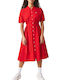 Lacoste Sommer Midi Hemdkleid Kleid Rot