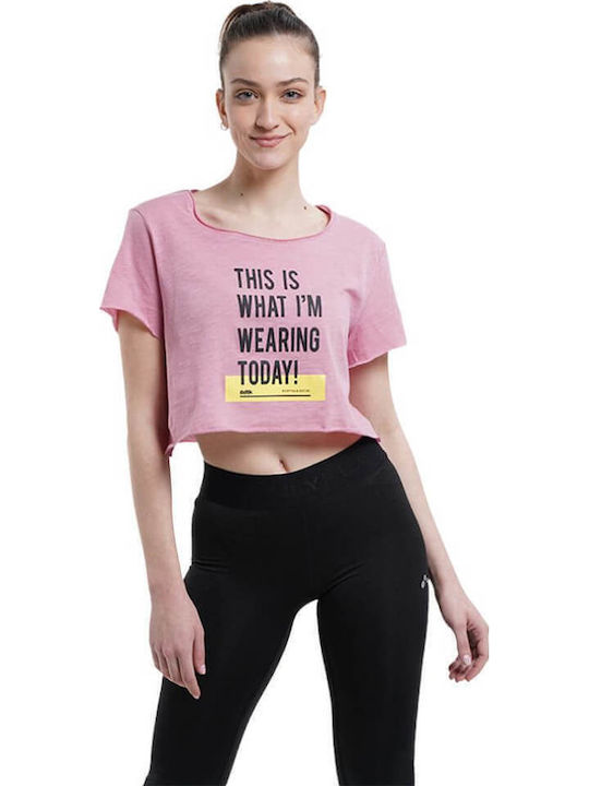 Women's Summer Crop Top Cotton Short Sleeve Pink