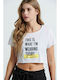 Women's Summer Crop Top Cotton Short Sleeve White