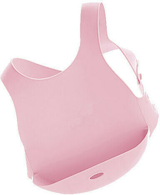 Minikoioi Simple Bib Silicone with Button & Pocket Pink