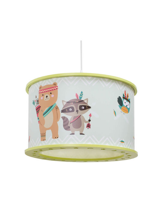 Elobra Little Indians O singură lumină Lumină de tavan pentru copii Agățat din lemn 40W cu suport pentru bec E27 Lime Green - Mint