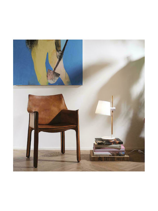 Ideal Lux AXEL Ξύλινο Πορτατίφ για Ντουί E27 με Λευκό Καπέλο και Βάση