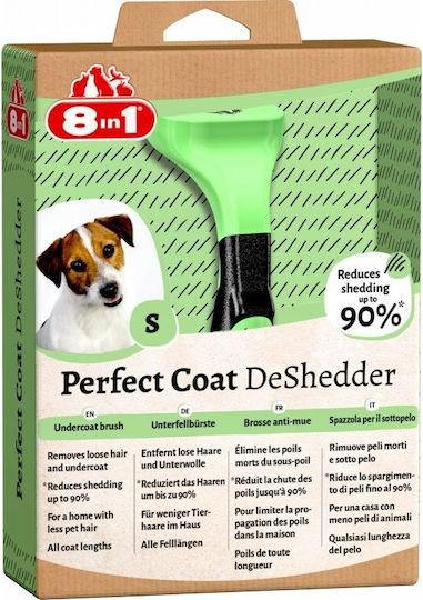 8in1 Perfect Coat Deshedder Гребен Small за различни дължини на косата за Почистване на Козина Зелен
