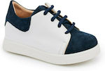 Gorgino White-Blue Baptism Leather Sneakers