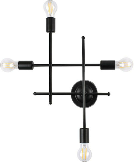 GloboStar Piping Vintage Wandleuchte mit E27-Fassung Schwarz 40,5x52x52 cm
