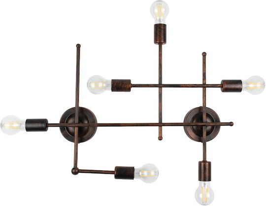 GloboStar Piping Vintage Φωτιστικό Τοίχου με Ντουί E27 Χάλκινο 66x9.5x49εκ.