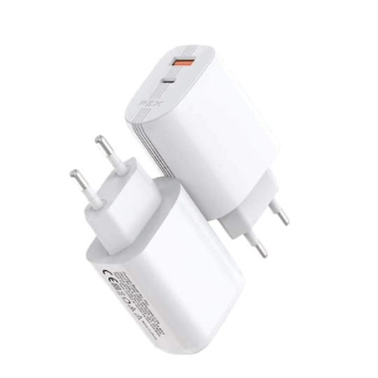 PZX Φορτιστής Χωρίς Καλώδιο με Θύρα USB-A και Θύρα USB-C 20W Power Delivery / Quick Charge 3.0 Λευκός (PZX P42)