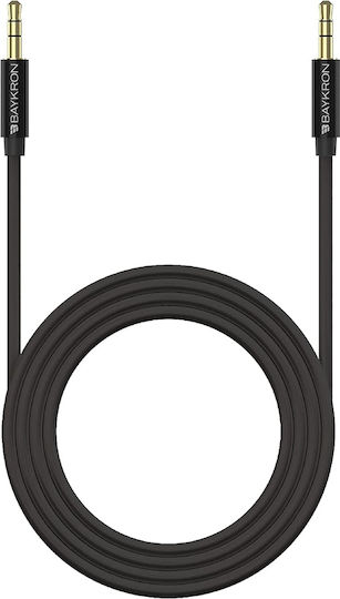 Baykron Καλώδιο Ήχου 3.5mm male - 3.5mm male Μαύρο 1.5m με Επίχρυσους Ακροδέκτες BKR-SL-J2J-BLK1.5