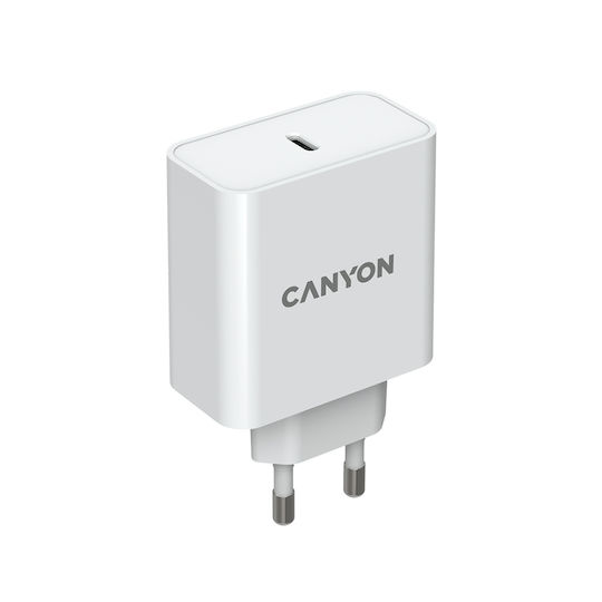 Canyon Φορτιστής Χωρίς Καλώδιο GaN με Θύρα USB-C 65W Λευκός (CND-CHA65W01)