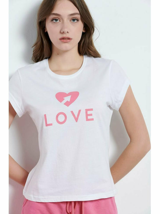 Damen Sportlich T-Shirt Weiß