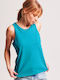 Superdry Women's Summer Blouse Cotton Sleeveless Blue
