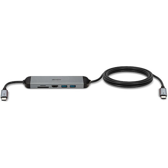 Lindy USB-C Докинг станция с HDMI 4K PD Сребрист (43326)