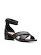 Clarks Caroleigh Rise Leder Damen Sandalen mit Chunky niedrigem Absatz in Schwarz Farbe