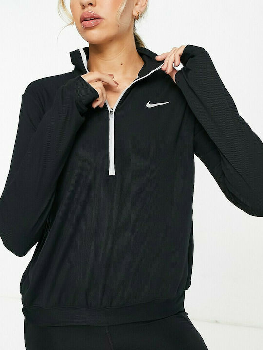 Nike Element Μακρυμάνικη Γυναικεία Αθλητική Μπλούζα Μαύρη
