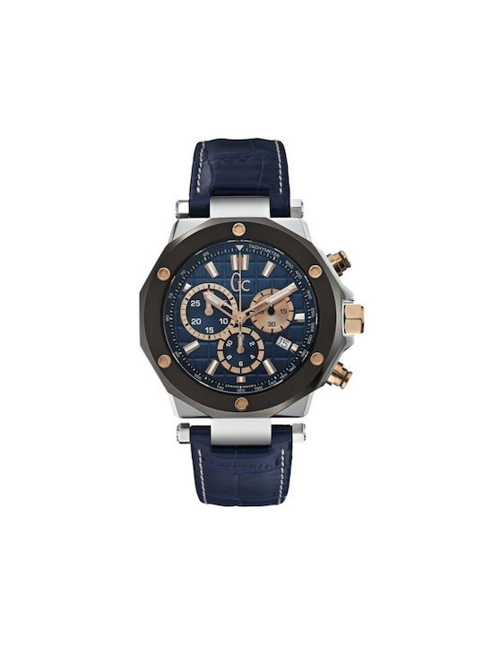 GC Watches Gc 3 Watch Chronograph Battery with Blue Leather Strap